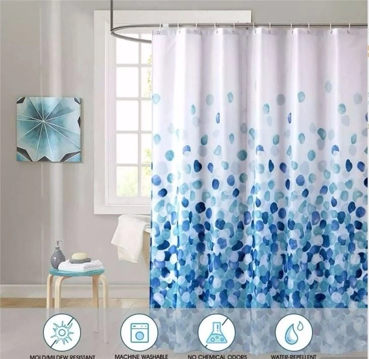 Blue Fabric Shower Curtain