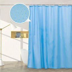 blue shower curtain