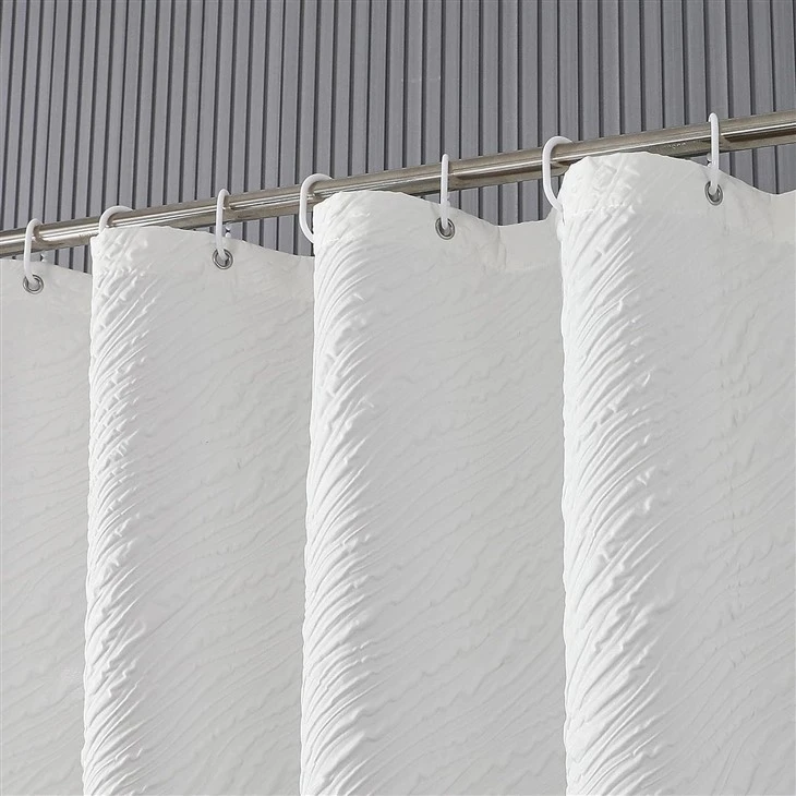 Hot Sale On Amazon 3D White Embossed Shower Curtain New Technology Design Shower Curtains For Bathroom