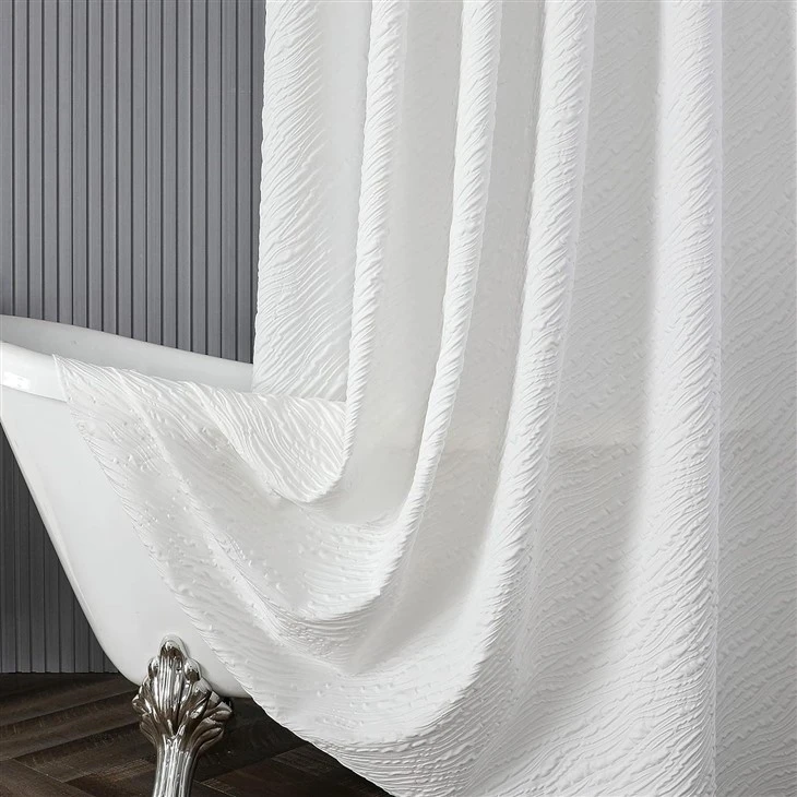 Hot Sale On Amazon 3D White Embossed Shower Curtain New Technology Design Shower Curtains For Bathroom